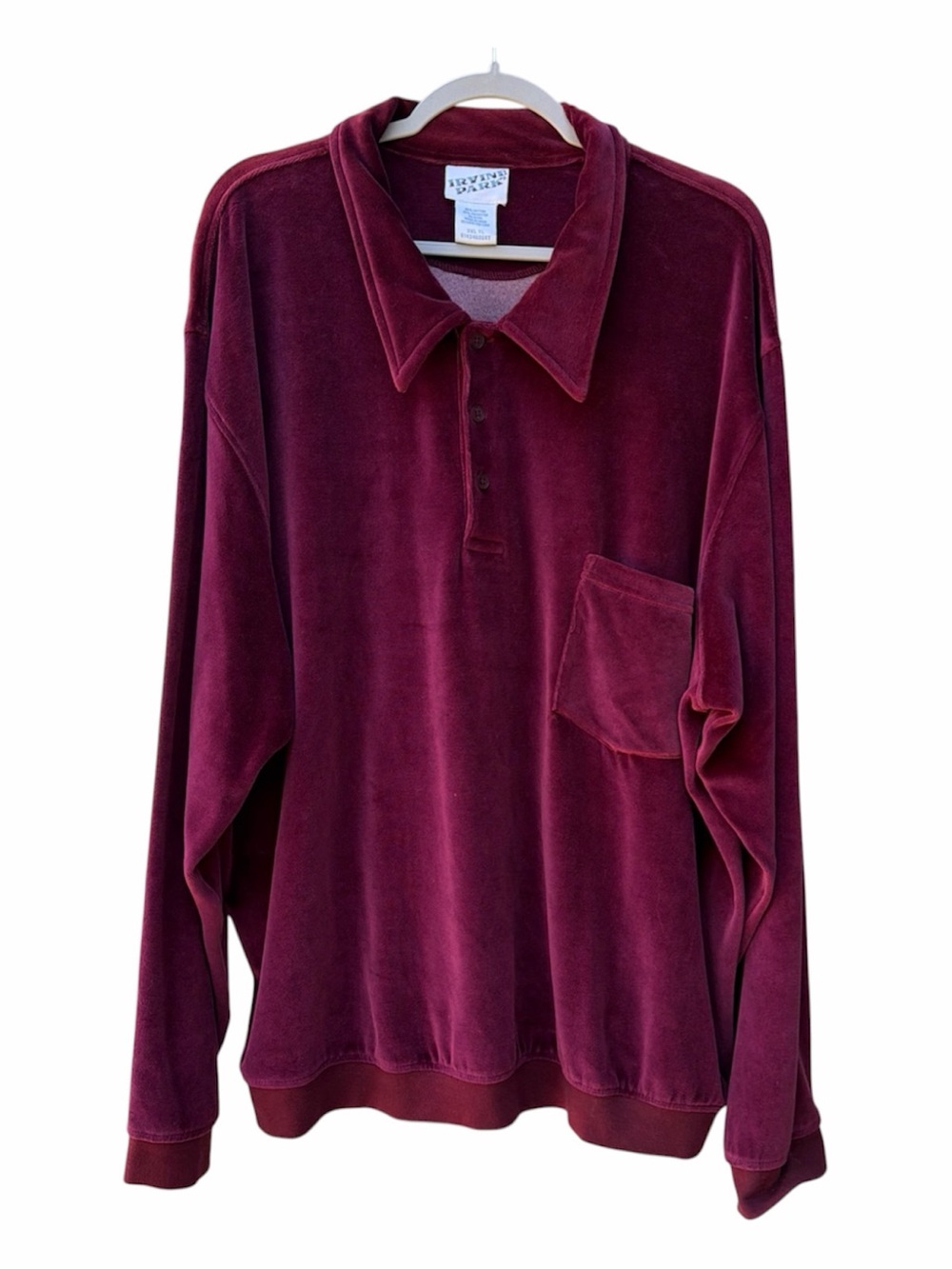 VINTAGE Irvine Park Plum Velour Long Sleeve Shirt Size 3XL TL